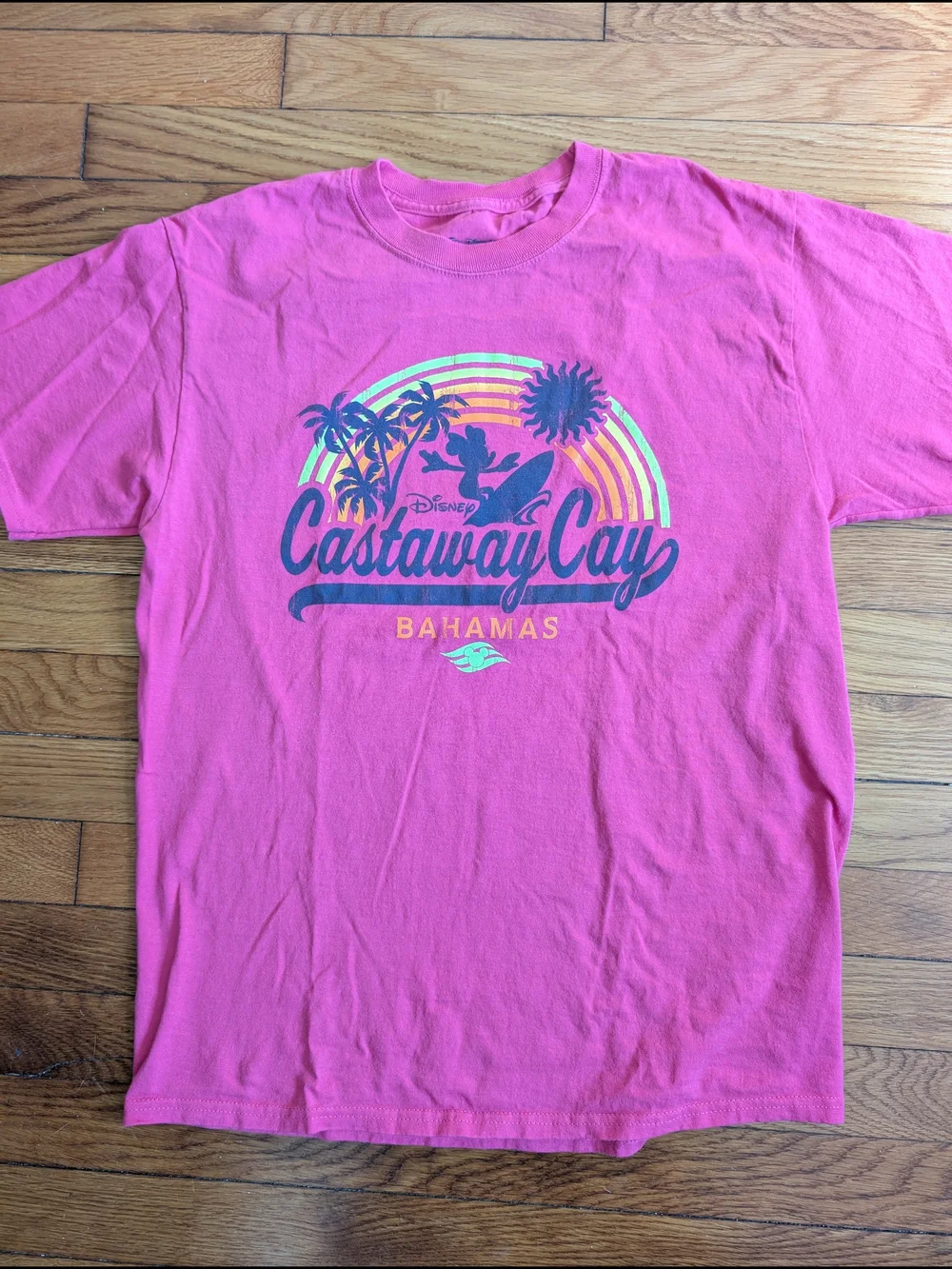 Disney Cruise Line Castaway Cay Women's Tee Shirt Hot Pink Size M